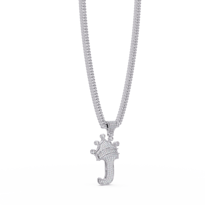 Crowned Letter J Lab Grown Diamond Initial Pendant - HIGHCARAT DIAMONDS