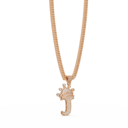 Crowned Letter J Lab Grown Diamond Initial Pendant - HIGHCARAT DIAMONDS