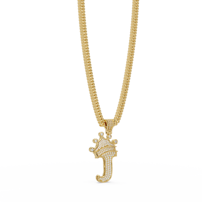 Crowned Letter J Lab Grown Diamond Initial Pendant - HIGHCARAT DIAMONDS