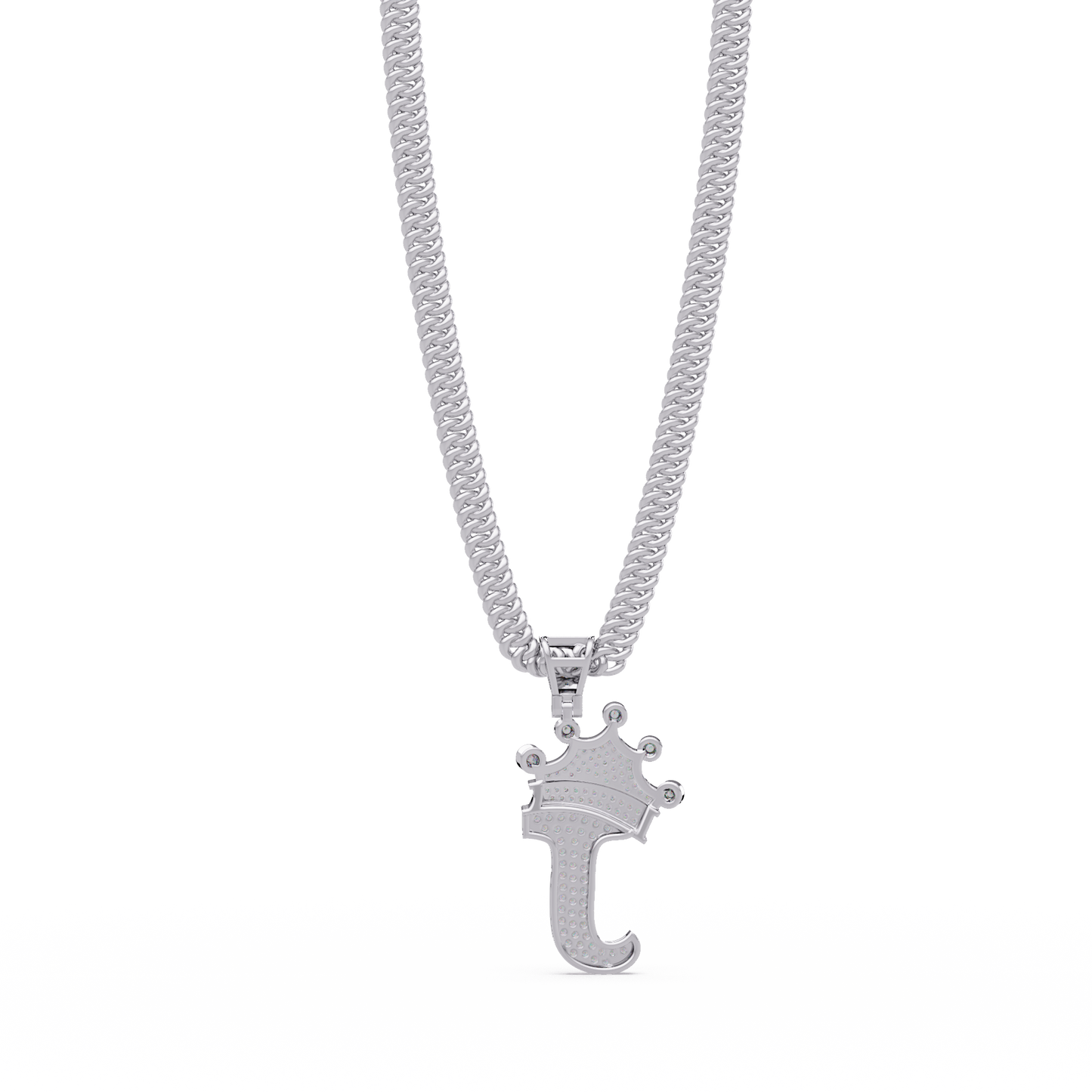 Crowned Letter J Lab Grown Diamond Initial Pendant - HIGHCARAT DIAMONDS