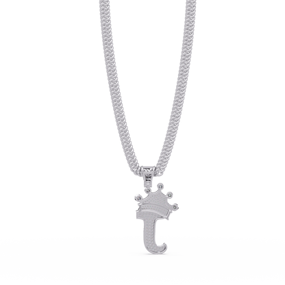 Crowned Letter J Lab Grown Diamond Initial Pendant - HIGHCARAT DIAMONDS