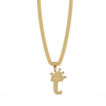 Crowned Letter J Lab Grown Diamond Initial Pendant - HIGHCARAT DIAMONDS