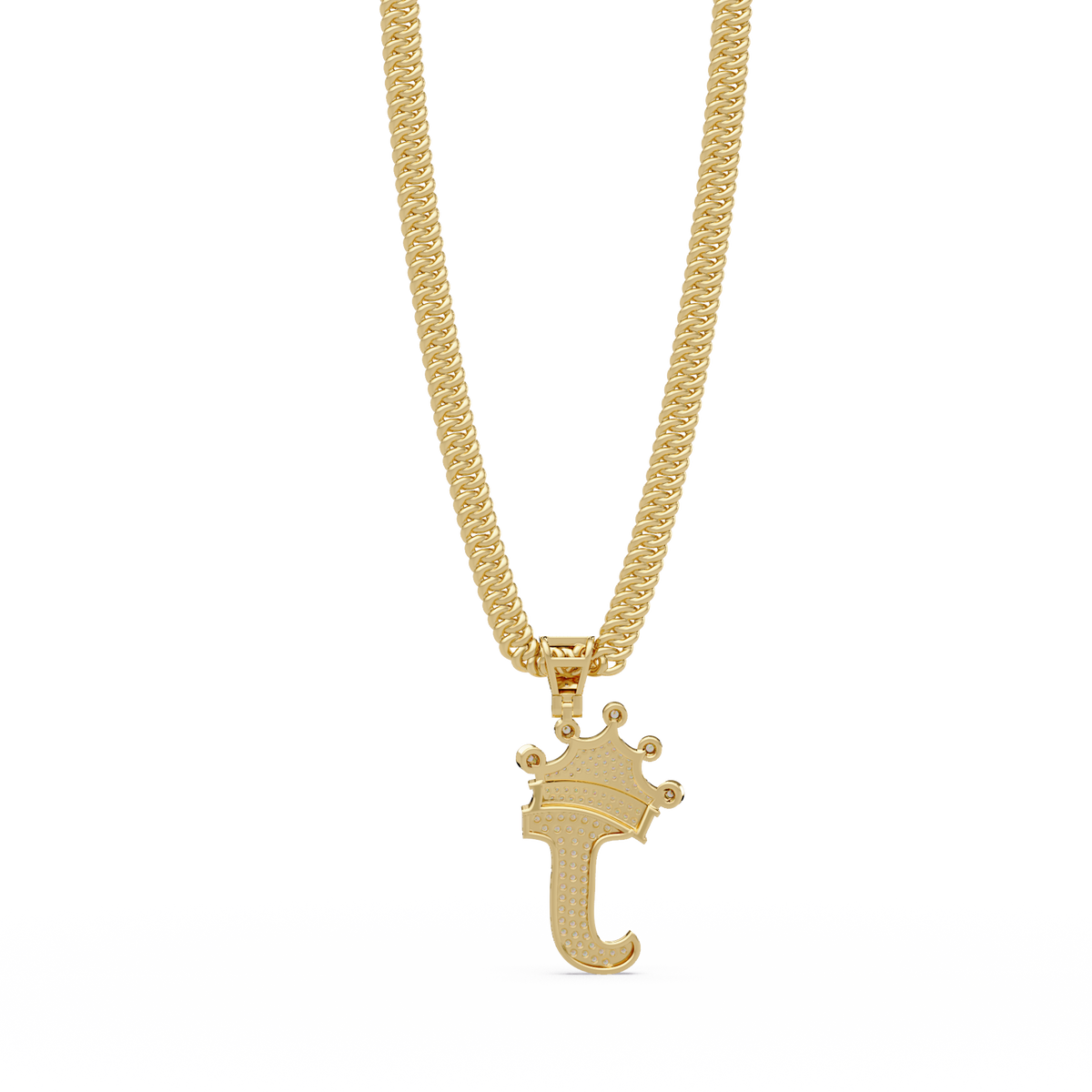 Crowned Letter J Lab Grown Diamond Initial Pendant - HIGHCARAT DIAMONDS