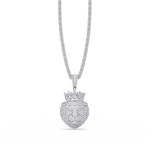 Crowned Lion Lab Grown Diamond Pendant - HIGHCARAT DIAMONDS