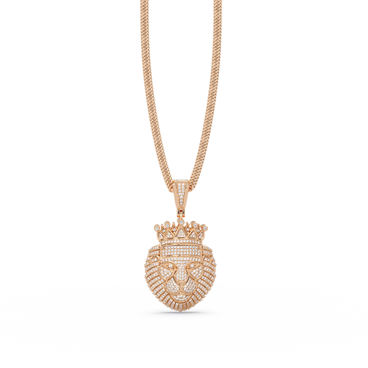 Crowned Lion Lab Grown Diamond Pendant - HIGHCARAT DIAMONDS