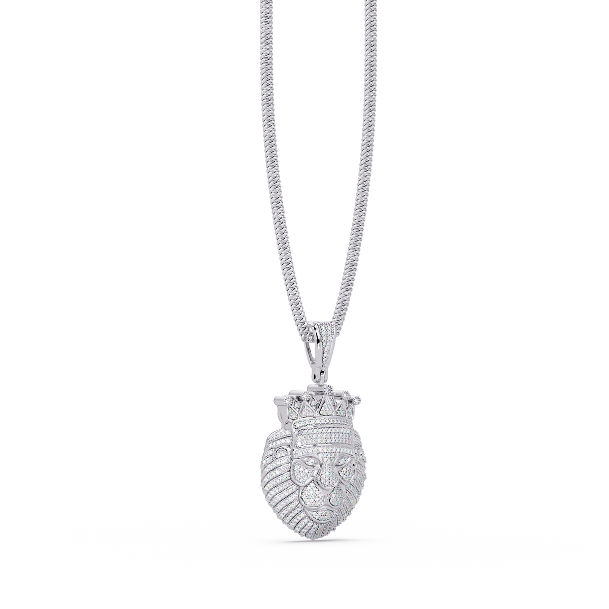 Crowned Lion Lab Grown Diamond Pendant - HIGHCARAT DIAMONDS