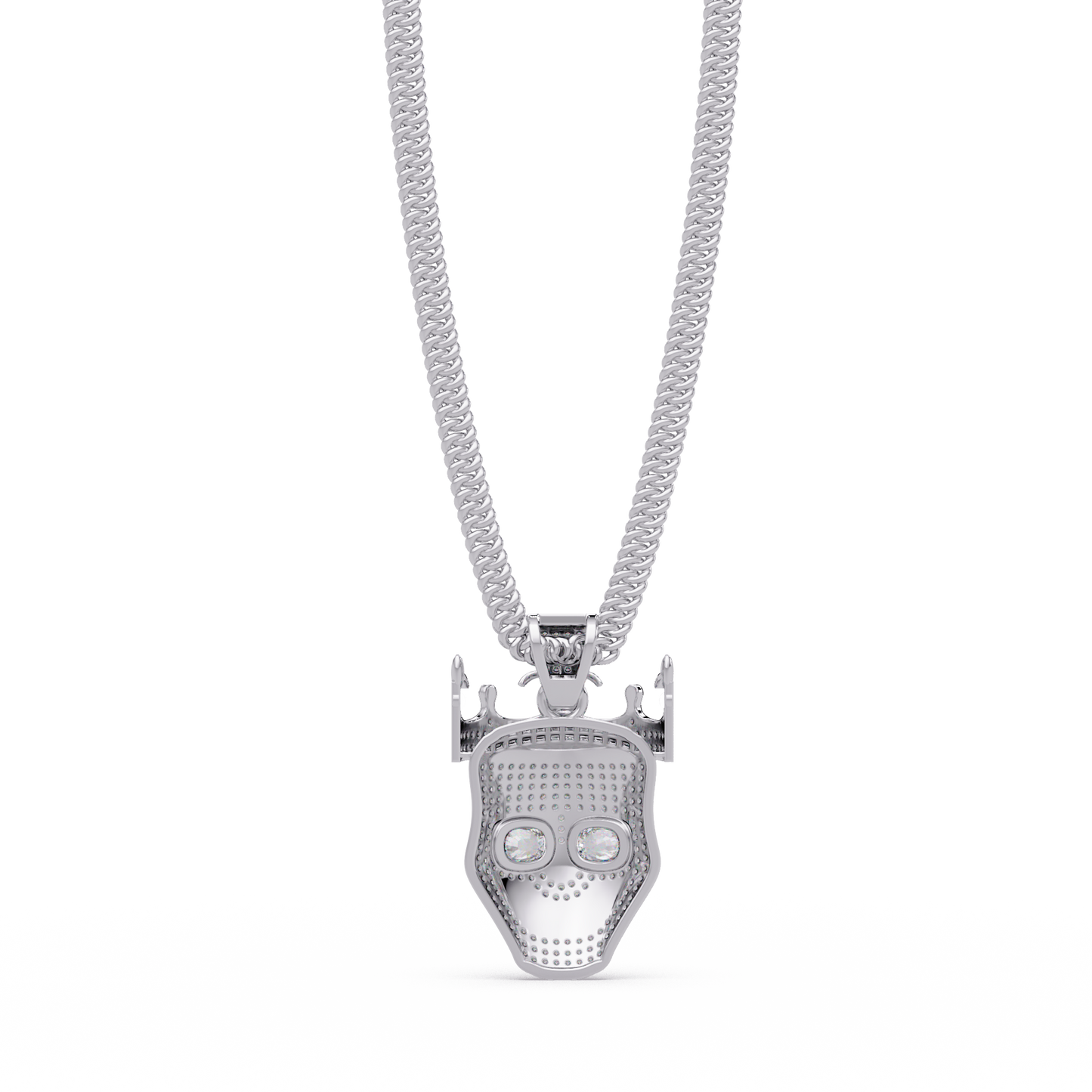 Crowned Skull Round cut Lab Grown Diamond Pendant - HIGHCARAT DIAMONDS