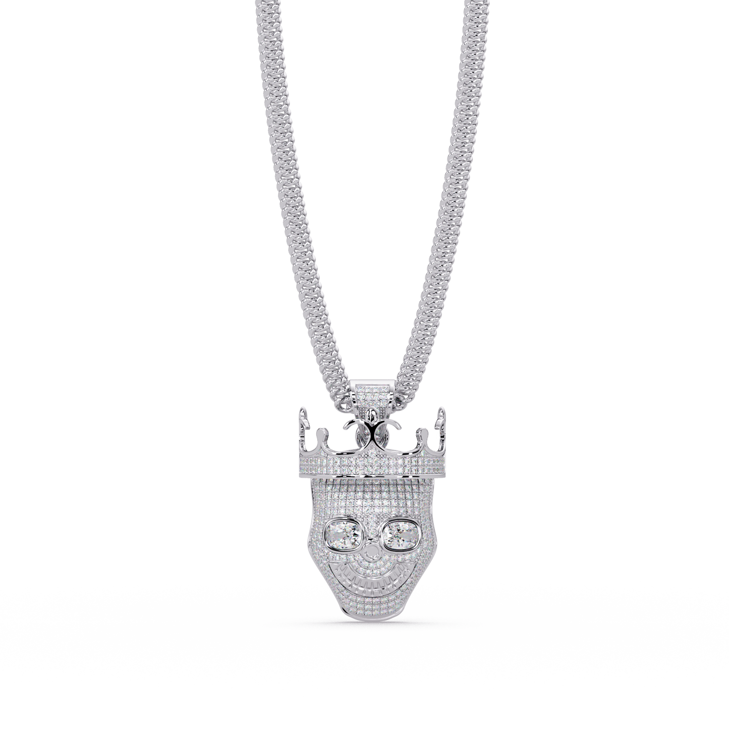 Crowned Skull Round cut Lab Grown Diamond Pendant - HIGHCARAT DIAMONDS