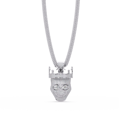 Crowned Skull Round cut Lab Grown Diamond Pendant - HIGHCARAT DIAMONDS