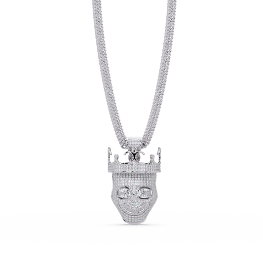 Crowned Skull Round cut Lab Grown Diamond Pendant - HIGHCARAT DIAMONDS