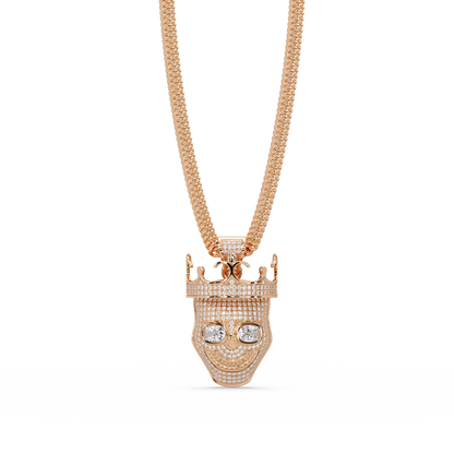 Crowned Skull Round cut Lab Grown Diamond Pendant - HIGHCARAT DIAMONDS