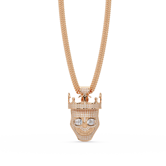 Crowned Skull Round cut Lab Grown Diamond Pendant - HIGHCARAT DIAMONDS