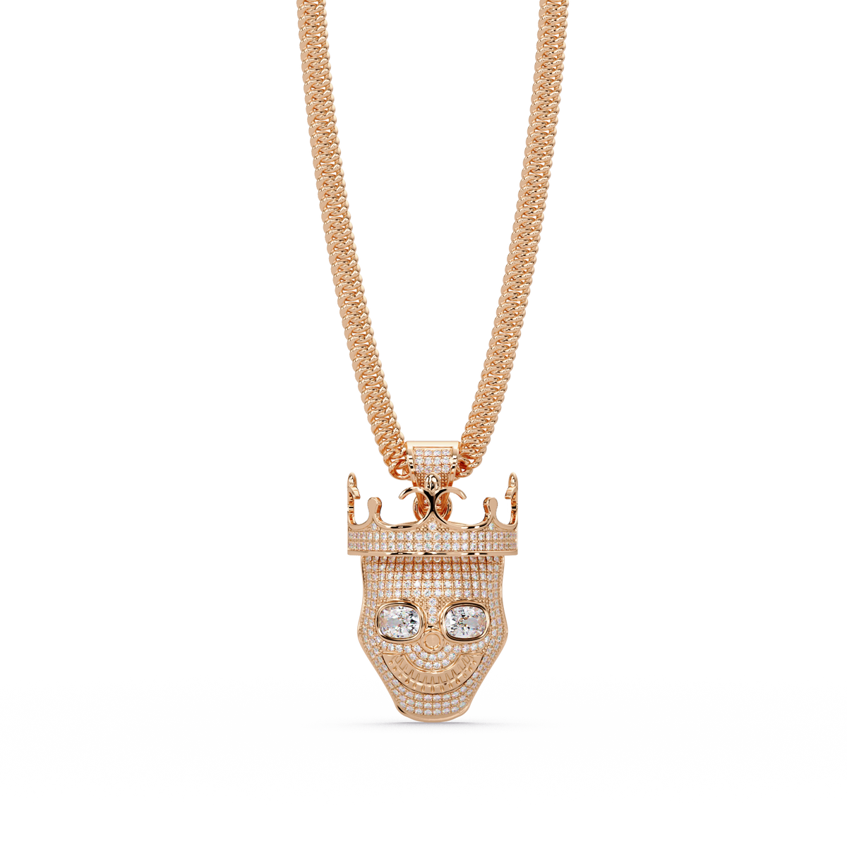 Crowned Skull Round cut Lab Grown Diamond Pendant - HIGHCARAT DIAMONDS