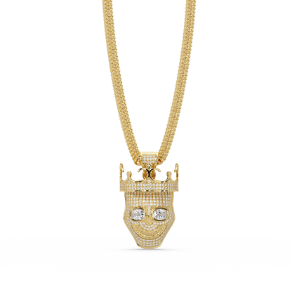 Crowned Skull Round cut Lab Grown Diamond Pendant - HIGHCARAT DIAMONDS