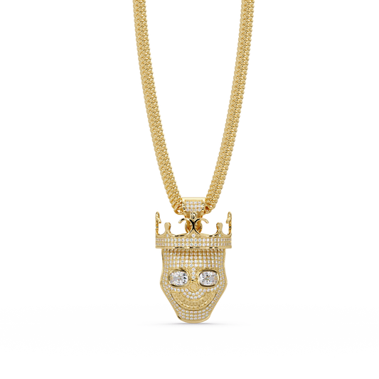 Crowned Skull Round cut Lab Grown Diamond Pendant - HIGHCARAT DIAMONDS