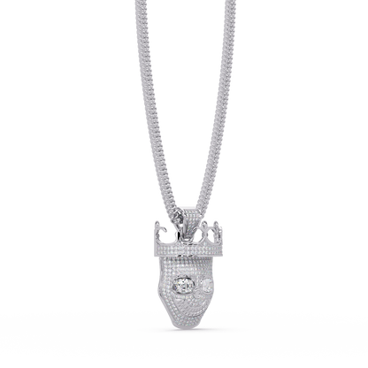 Crowned Skull Round cut Lab Grown Diamond Pendant - HIGHCARAT DIAMONDS