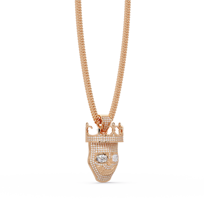 Crowned Skull Round cut Lab Grown Diamond Pendant - HIGHCARAT DIAMONDS
