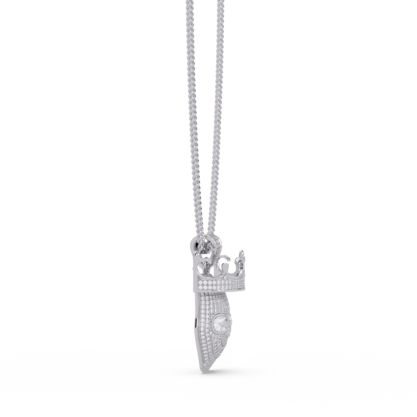 Crowned Skull Round cut Lab Grown Diamond Pendant - HIGHCARAT DIAMONDS