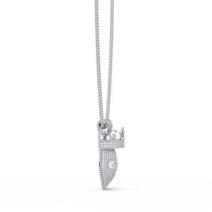 Crowned Skull Round cut Lab Grown Diamond Pendant - HIGHCARAT DIAMONDS