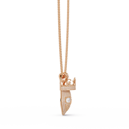 Crowned Skull Round cut Lab Grown Diamond Pendant - HIGHCARAT DIAMONDS
