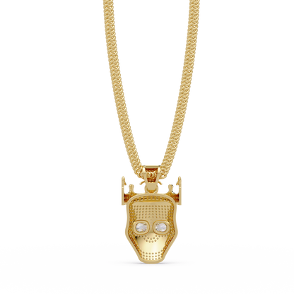 Crowned Skull Round cut Lab Grown Diamond Pendant - HIGHCARAT DIAMONDS