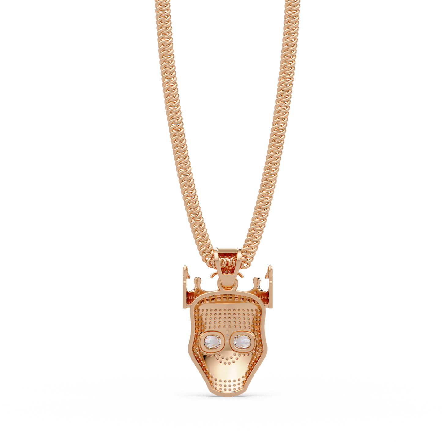 Crowned Skull Round cut Lab Grown Diamond Pendant - HIGHCARAT DIAMONDS