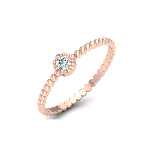 Round shape crushed diamond ring with classic solitaire setting