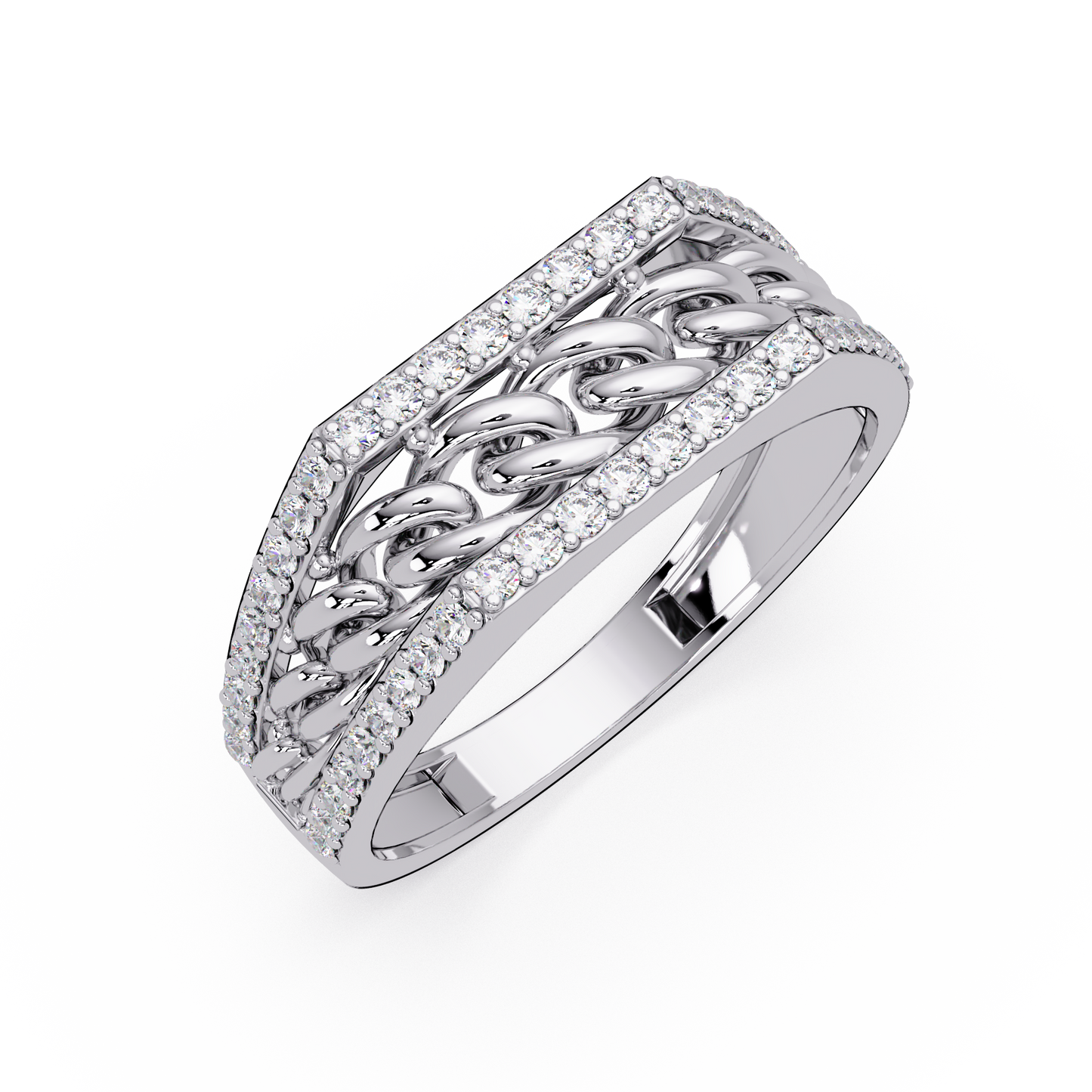 Cuban Link Lab Grown Diamond Band Ring - HIGHCARAT DIAMONDS