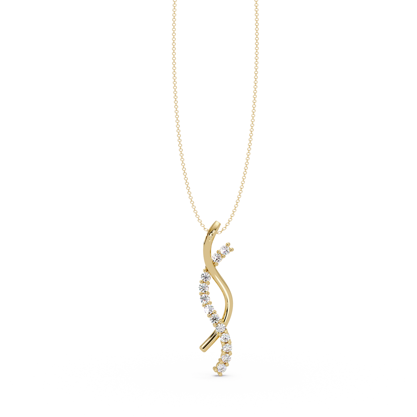 Curved Wave Lab Grown Diamond Pendant Necklace - HIGHCARAT DIAMONDS
