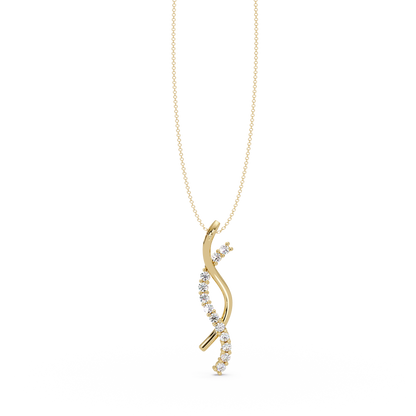 Curved Wave Lab Grown Diamond Pendant Necklace - HIGHCARAT DIAMONDS