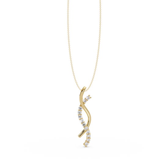 Curved Wave Lab Grown Diamond Pendant Necklace - HIGHCARAT DIAMONDS