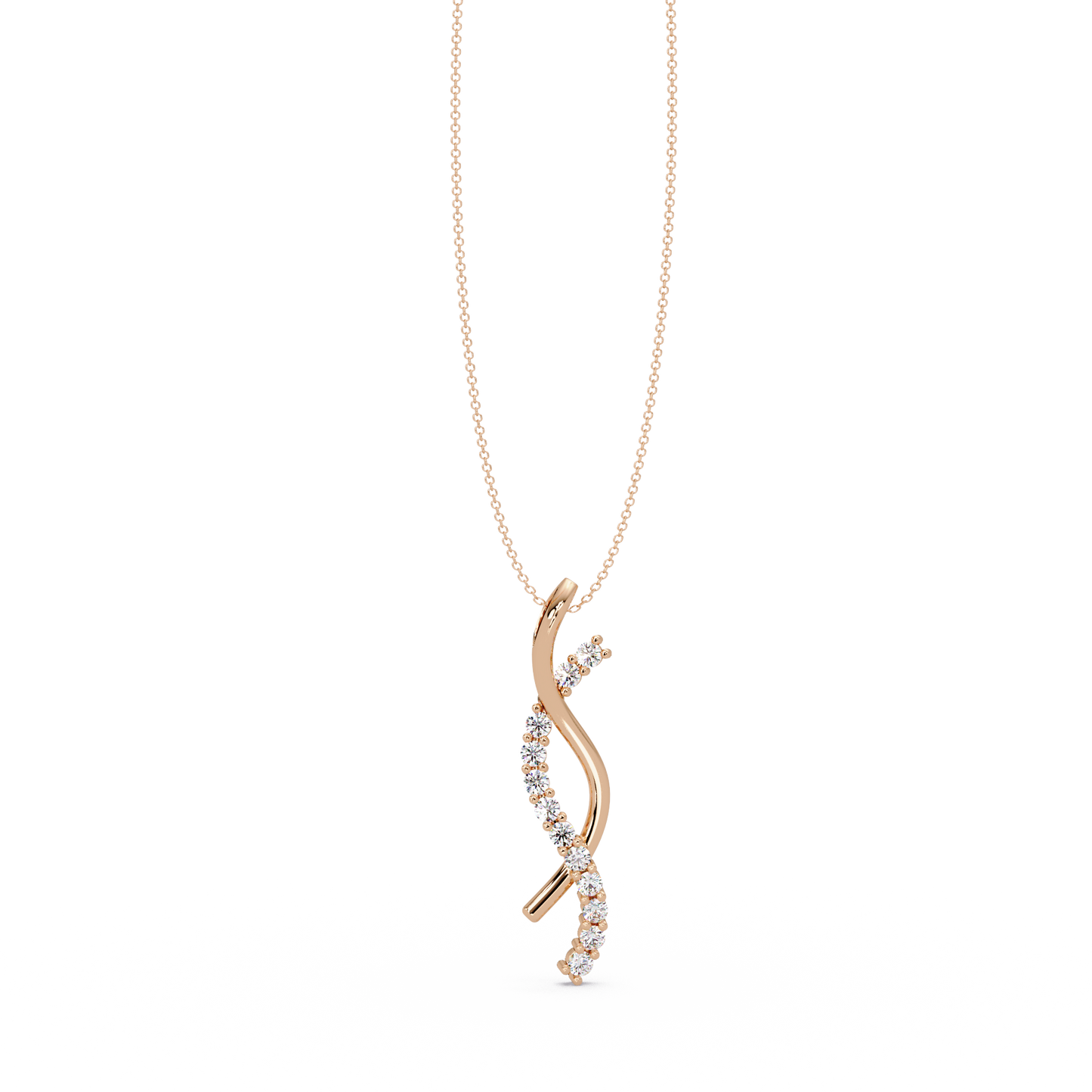 Curved Wave Lab Grown Diamond Pendant Necklace - HIGHCARAT DIAMONDS