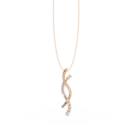 Curved Wave Lab Grown Diamond Pendant Necklace - HIGHCARAT DIAMONDS