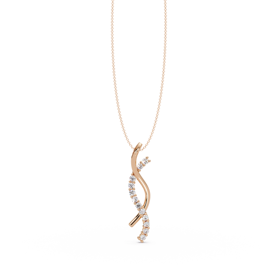 Curved Wave Lab Grown Diamond Pendant Necklace - HIGHCARAT DIAMONDS