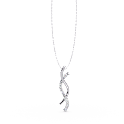 Curved Wave Lab Grown Diamond Pendant Necklace - HIGHCARAT DIAMONDS