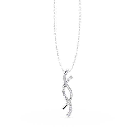 Curved Wave Lab Grown Diamond Pendant Necklace - HIGHCARAT DIAMONDS