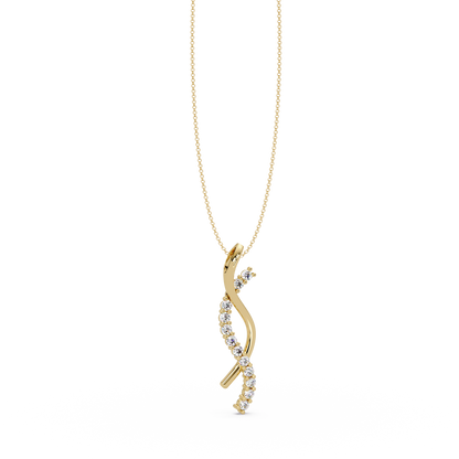Curved Wave Lab Grown Diamond Pendant Necklace - HIGHCARAT DIAMONDS