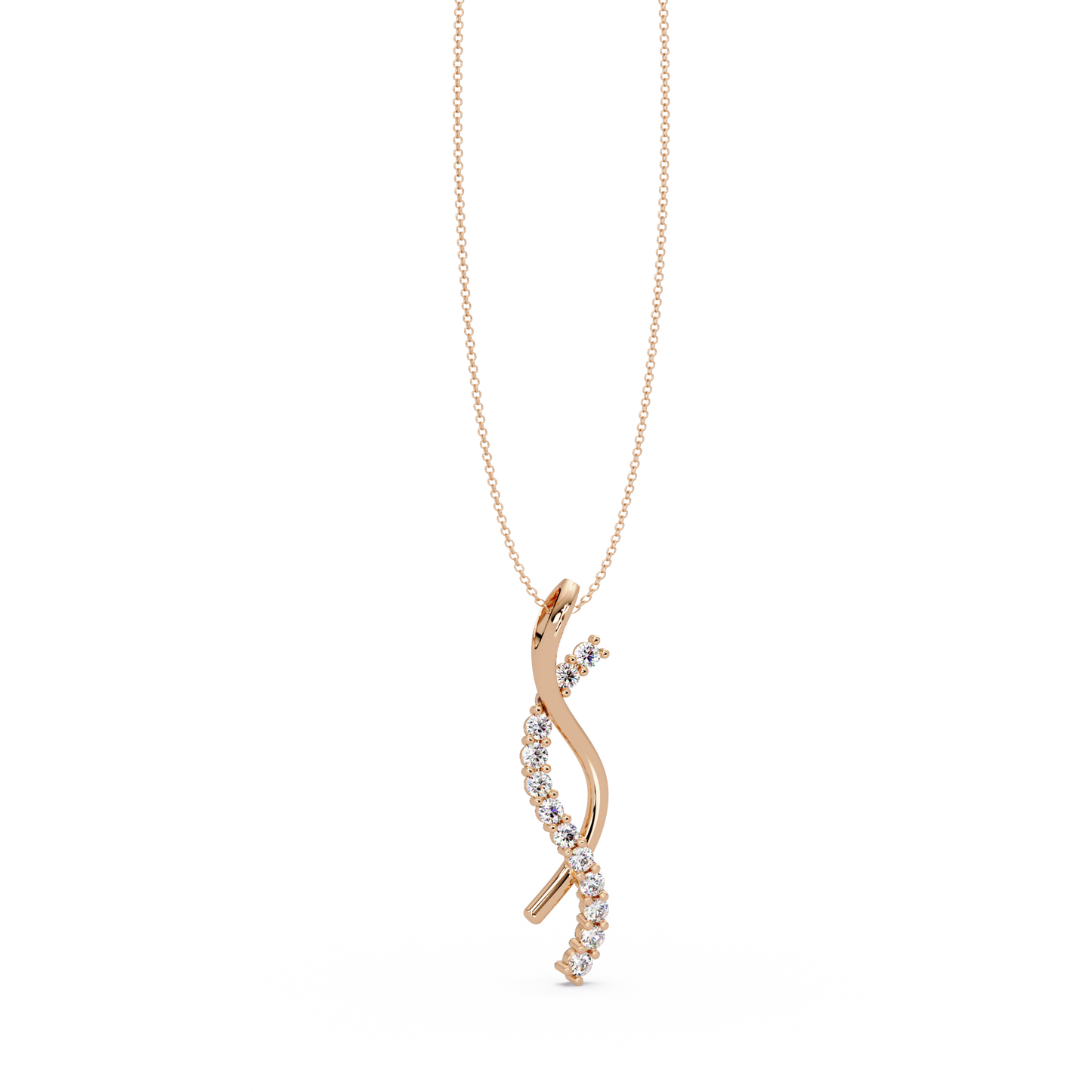 Curved Wave Lab Grown Diamond Pendant Necklace - HIGHCARAT DIAMONDS