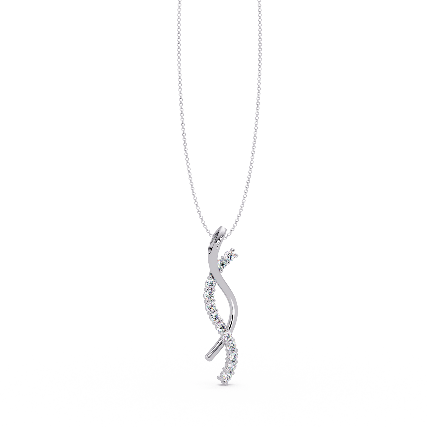 Curved Wave Lab Grown Diamond Pendant Necklace - HIGHCARAT DIAMONDS