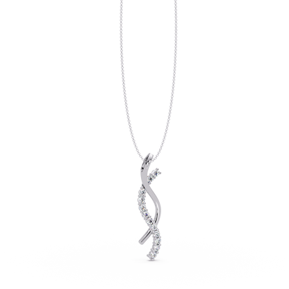 Curved Wave Lab Grown Diamond Pendant Necklace - HIGHCARAT DIAMONDS