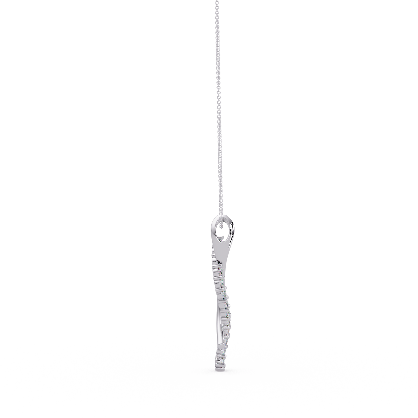 Curved Wave Lab Grown Diamond Pendant Necklace - HIGHCARAT DIAMONDS
