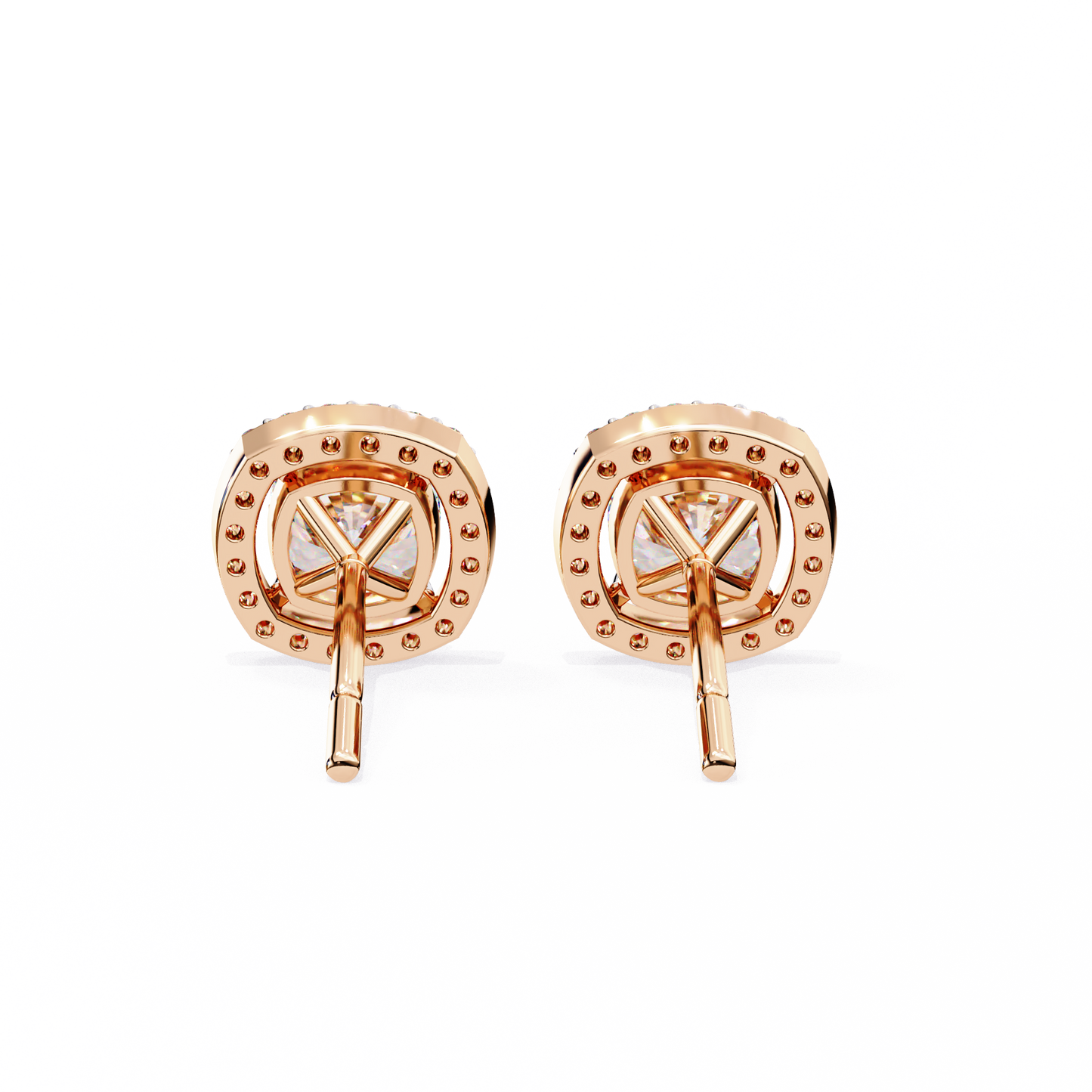 Cushion And Round Cut Diamond Vintage Halo Style Elegant Dainty Sparkling Women's Stud Earring - HIGHCARAT DIAMONDS