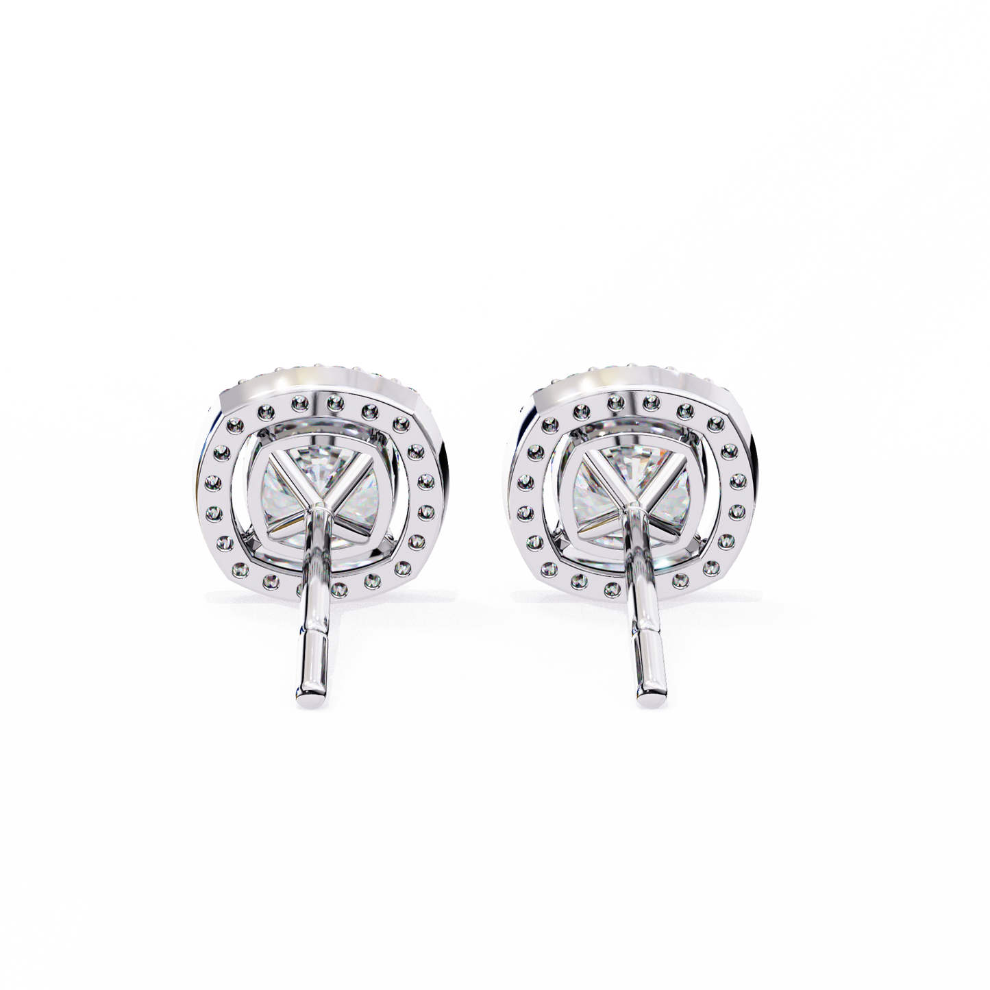 Cushion And Round Cut Diamond Vintage Halo Style Elegant Dainty Sparkling Women's Stud Earring - HIGHCARAT DIAMONDS