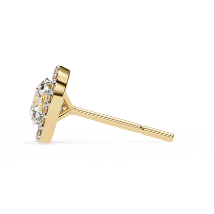 Cushion And Round Cut Diamond Vintage Halo Style Elegant Dainty Sparkling Women's Stud Earring - HIGHCARAT DIAMONDS