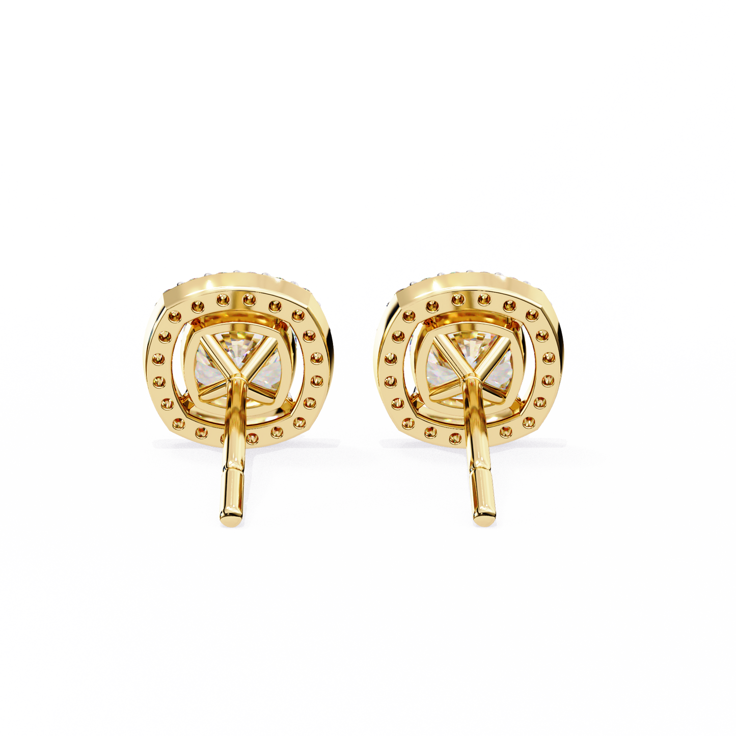 Cushion And Round Cut Diamond Vintage Halo Style Elegant Dainty Sparkling Women's Stud Earring - HIGHCARAT DIAMONDS