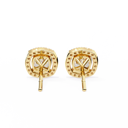 Cushion And Round Cut Diamond Vintage Halo Style Elegant Dainty Sparkling Women's Stud Earring - HIGHCARAT DIAMONDS