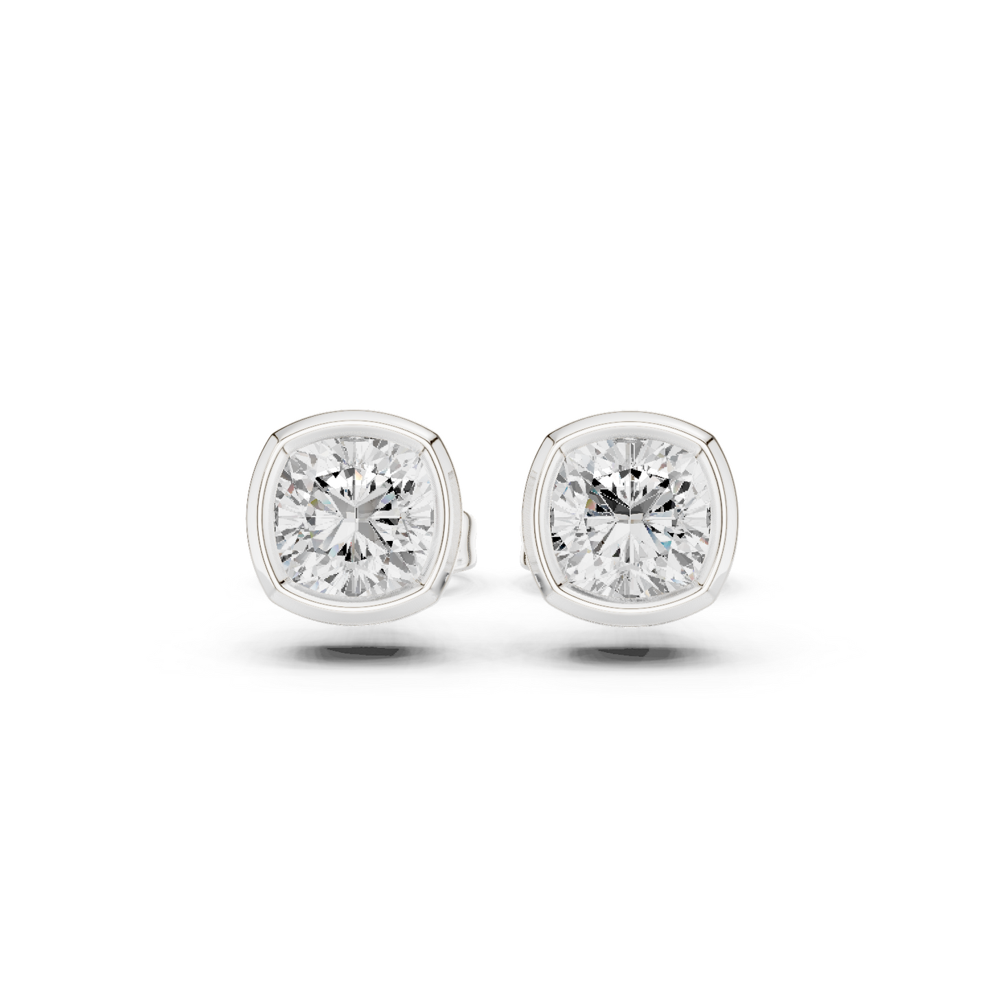 Cushion Cut 1.00Ct Lab Grown Diamond Minimalist Bezel Set Stunning Daily Wear Stud Earring - HIGHCARAT DIAMONDS