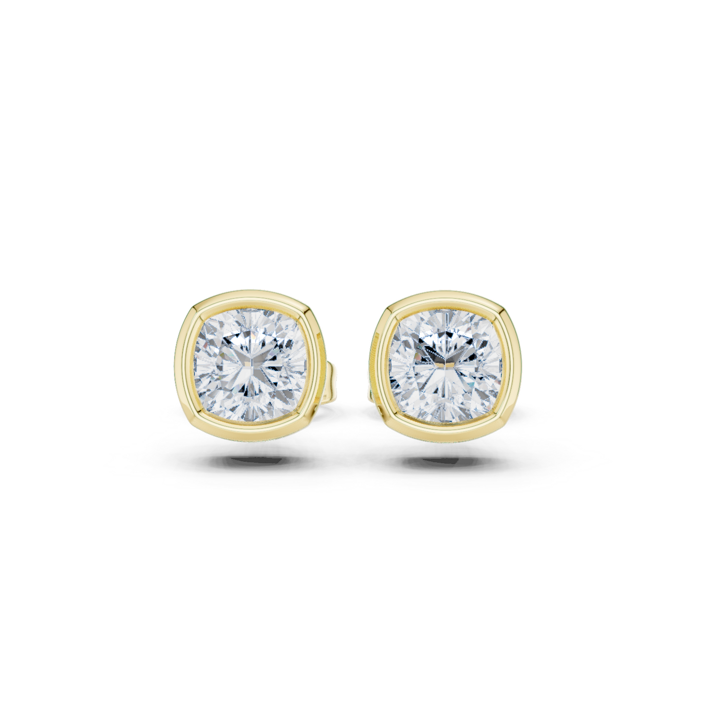 Cushion Cut 1.00Ct Lab Grown Diamond Minimalist Bezel Set Stunning Daily Wear Stud Earring - HIGHCARAT DIAMONDS