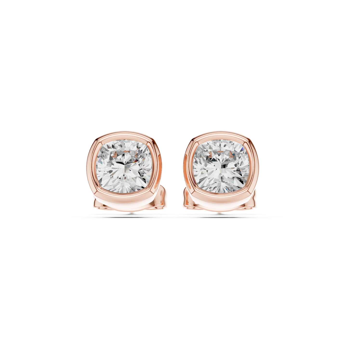 Cushion Cut 1.00Ct Lab Grown Diamond Minimalist Bezel Set Stunning Daily Wear Stud Earring - HIGHCARAT DIAMONDS