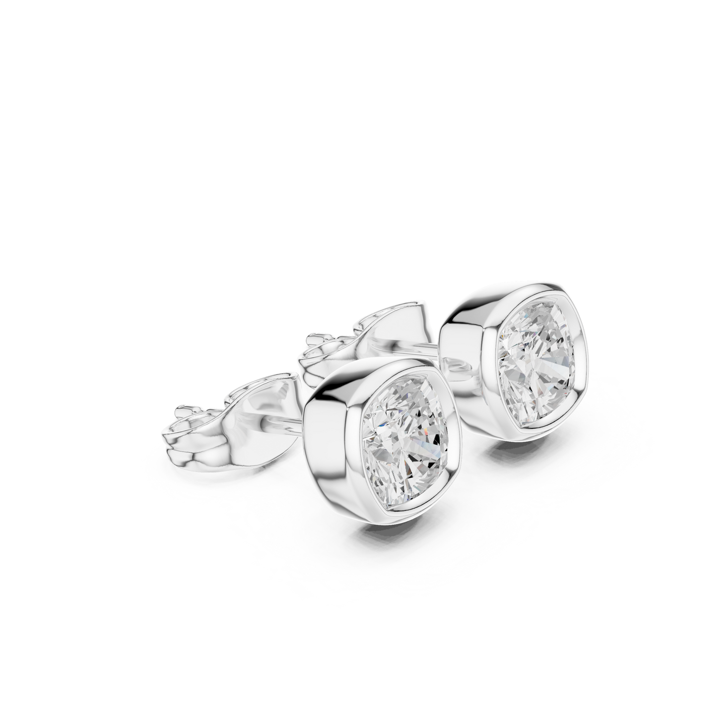 Cushion Cut 1.00Ct Lab Grown Diamond Minimalist Bezel Set Stunning Daily Wear Stud Earring - HIGHCARAT DIAMONDS